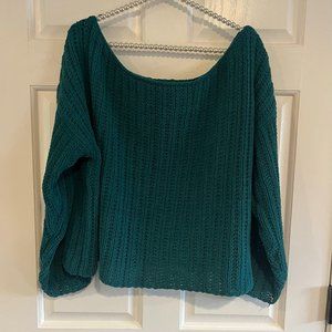 Forever 21 Ladies Chenille Long Sleeve Wide Neck Crop Knit Sweater Plus Size 2X
